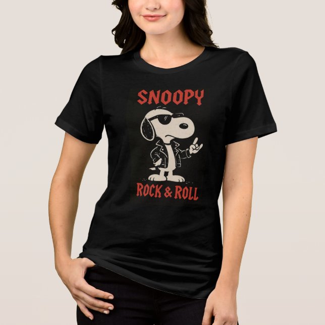 Triblenda Camiseta de Snoopy Rock and Roll | Beagle Cool  (Anverso)