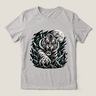 Triblenda Camiseta de Streetwear del Tigre Blanco Feroz, Lun