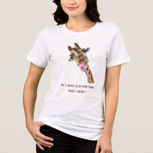 Triblenda Camiseta de texto atractivo con jirafa divertida s