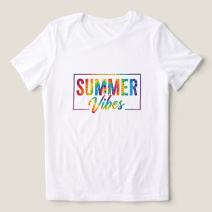 Triblenda Camiseta de tinte de tie-dye de vibes de verano - 