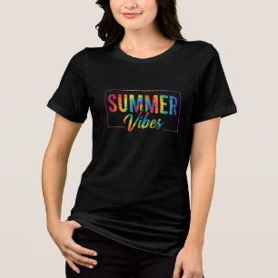Triblenda Camiseta de tinte de tie-dye de vibes de verano - 