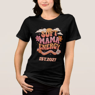 Triblenda Camiseta de tipografía floral retro de energía de