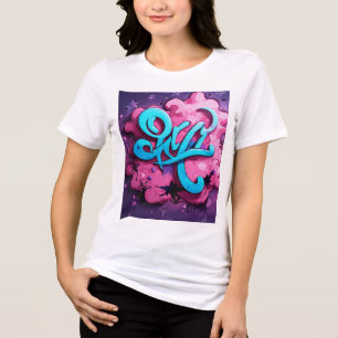 Triblenda Camiseta de tipografía KILO – Letra cursiva blanca