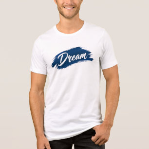 Triblenda Camiseta de tipografía moderna con pincelada azul