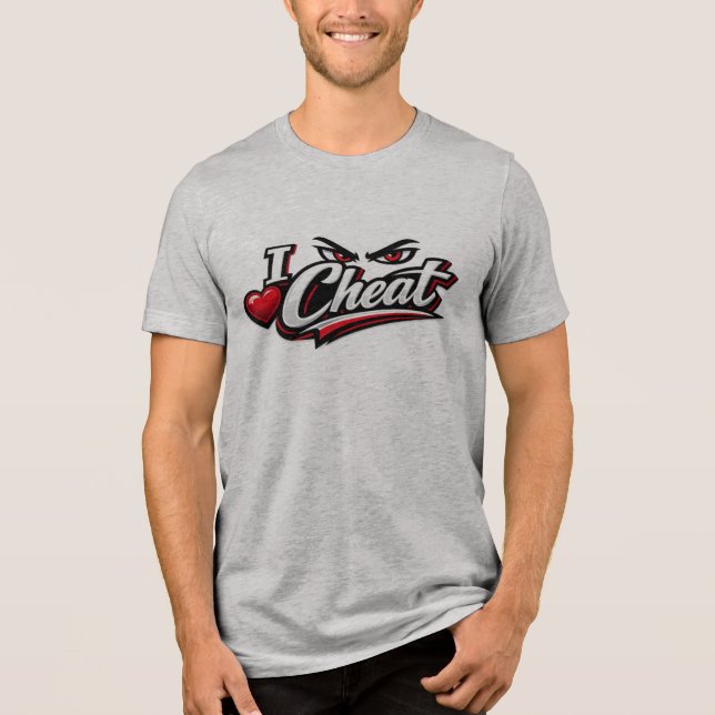 Triblenda Camiseta de tipografía negrita 'I Cheat' (Anverso)
