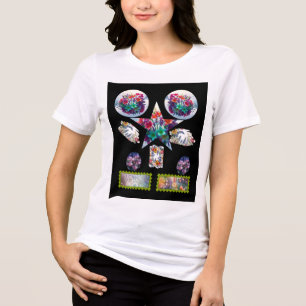 Triblenda Camiseta de tres mezclas de mujeres florales Bella