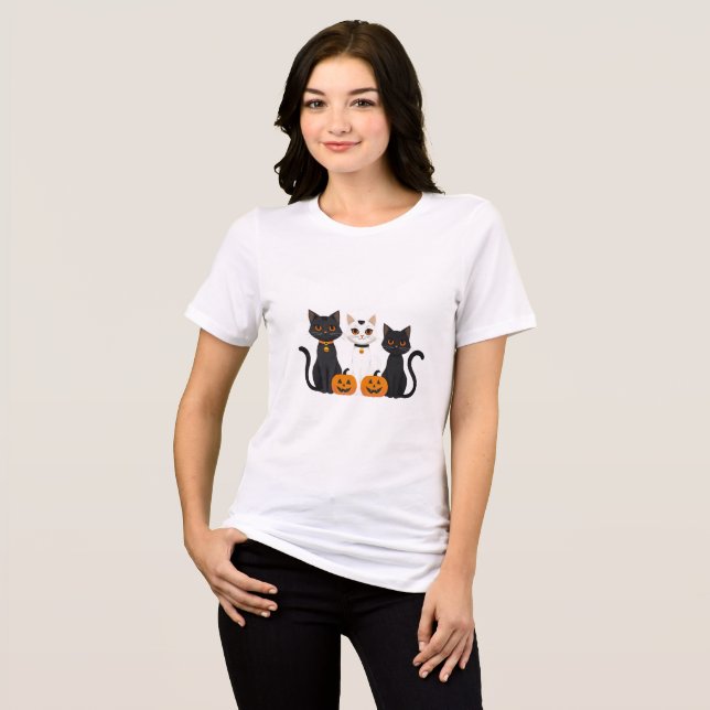 Triblenda Camiseta de una mujer gata de Halloween - Espeluzn (Anverso Completo)