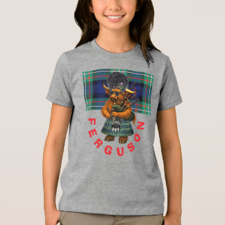 Triblenda Camiseta de vaca escocesa Ferguson con gaitas