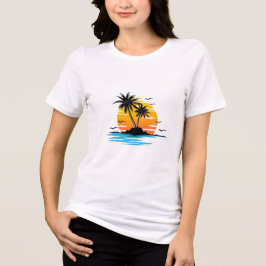 Triblenda Camiseta de verano de la isla tropical del atardec