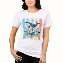 Camiseta de verano náutica de ballenas costeras