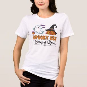 Triblenda Camiseta de Vibra Halloween Lindo con Fantasmas de