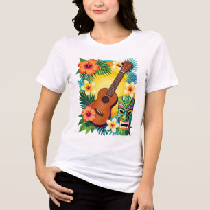 Triblenda Camiseta de Vibraciones de Fiesta Tropical Ukulele