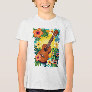 Triblenda Camiseta de Vibraciones de Luau Tiki Ukulele Tropi