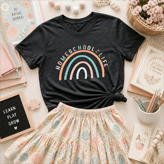 Triblenda Camiseta de vida escolar en casa con arcoíris past