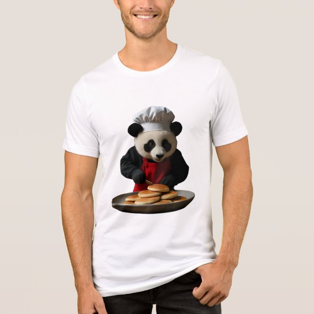 Triblenda Camiseta del chef Kawaii Panda - Pequeña Panda Fli (Anverso)