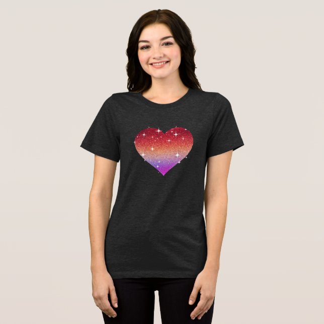 Triblenda Camiseta del corazón del arco iris (Anverso Completo )