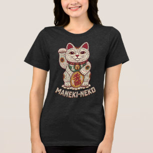 Triblenda Camiseta del gato afortunado de Mahjong Maneki Nek