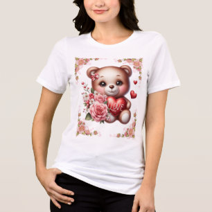 Triblenda Camiseta del oso de amor