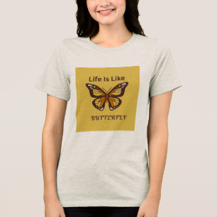 Triblenda Camiseta Diseño de Mariposa Retro Marrón
