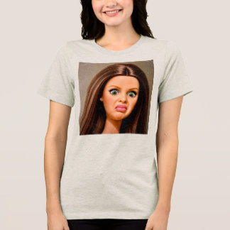 Triblenda Camiseta divertida cara de muñeca asquerosa Meme