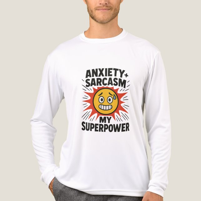Triblenda Camiseta divertida de emoji con ansiedad y sarcasm (Anverso )
