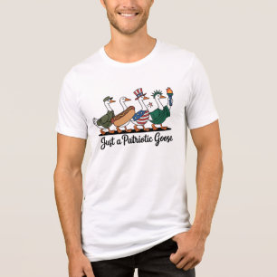 Triblenda Camiseta Divertida de Gansos Patrióticos Marchando