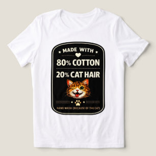 Triblenda Camiseta divertida de gato 80% algodón 20% pelo de