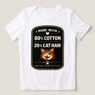 Triblenda Camiseta divertida de gato 80% algodón 20% pelo de