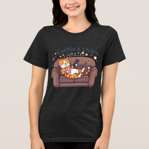 Triblenda Camiseta Divertida de Gato – Camiseta Catflix & Ch