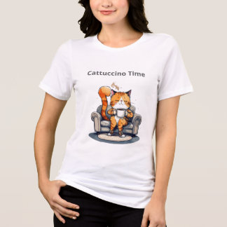 Triblenda Camiseta divertida de gato Cattuccino Time