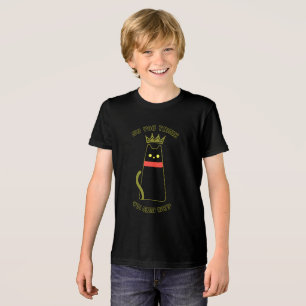 Triblenda Camiseta divertida de gato negro mandón coronado p