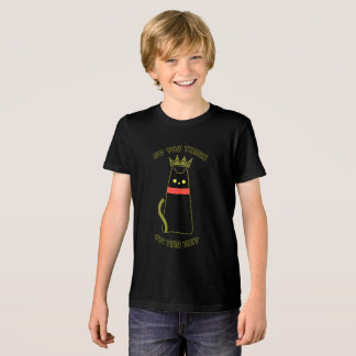 Triblenda Camiseta divertida de gato negro mandón coronado p