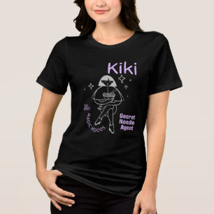 Triblenda Camiseta Divertida de Kiki Chica Fideos Comida A