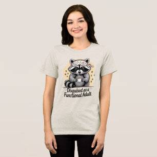 Triblenda Camiseta Divertida de Mapache Amante del Café Disf