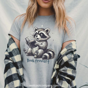 Triblenda Camiseta Divertida de Mapache Booktrovert Introver