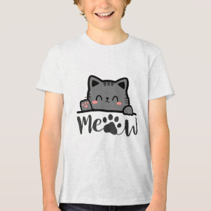Triblenda Camiseta divertida de 'Miau' para amantes de gatos