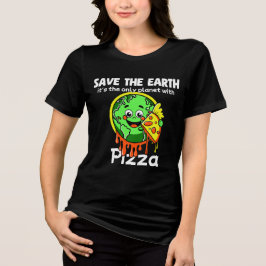 Triblenda Camiseta divertida de pizza 'Salva la Tierra'