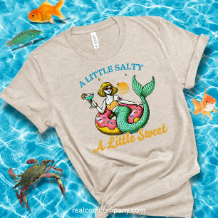 Triblenda Camiseta divertida de playa Un poco salada, un poc