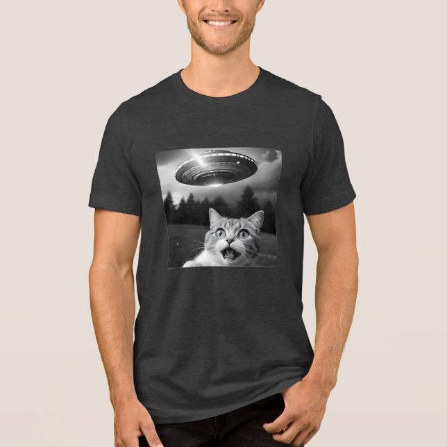 Triblenda Camiseta divertida de secuestro de Alien para gato (Anverso)