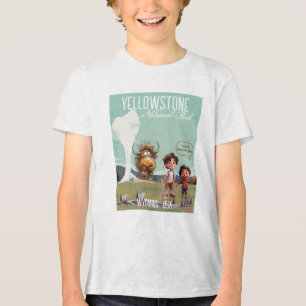 Triblenda Camiseta divertida de Yellowstone con niños, bison