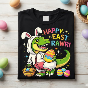 Triblenda Camiseta Divertida Feliz Conejo de Pascua Dinosaur