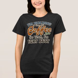 Triblenda Camiseta divertida para mujeres con café y estado 