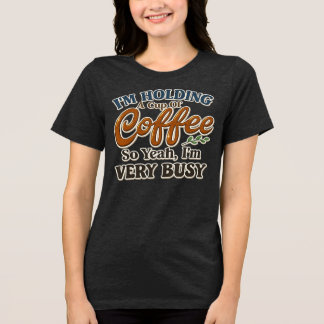 Triblenda Camiseta divertida para mujeres con café y estado 