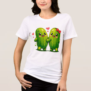 Triblenda Camiseta divertida pareja de pepinillos lindos Kaw