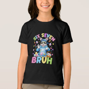 Triblenda Camiseta Divertida Seis Siete Bruh Conejo de Pascu