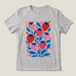 Triblenda Camiseta dulce armonía abstracta de fresa para muj