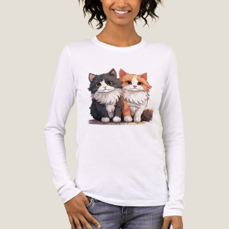 Triblenda Camiseta dúo de gato lindo y esponjoso | Gato de d