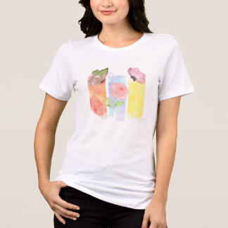 Triblenda Camiseta Elegante de Mariposa y Rosa en Pastel