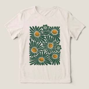 Triblenda Camiseta Emerald Meadow Abstracta Floral para Muje