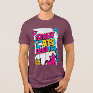Triblenda Camiseta esencial de gatos callejeros – Multicolor